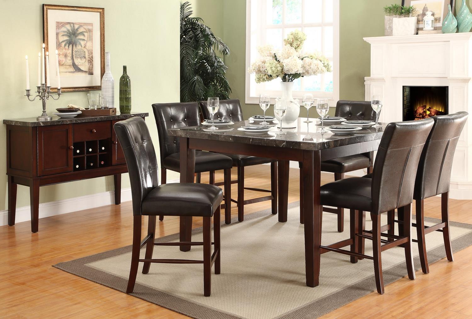 Marble top counter height store dining table set